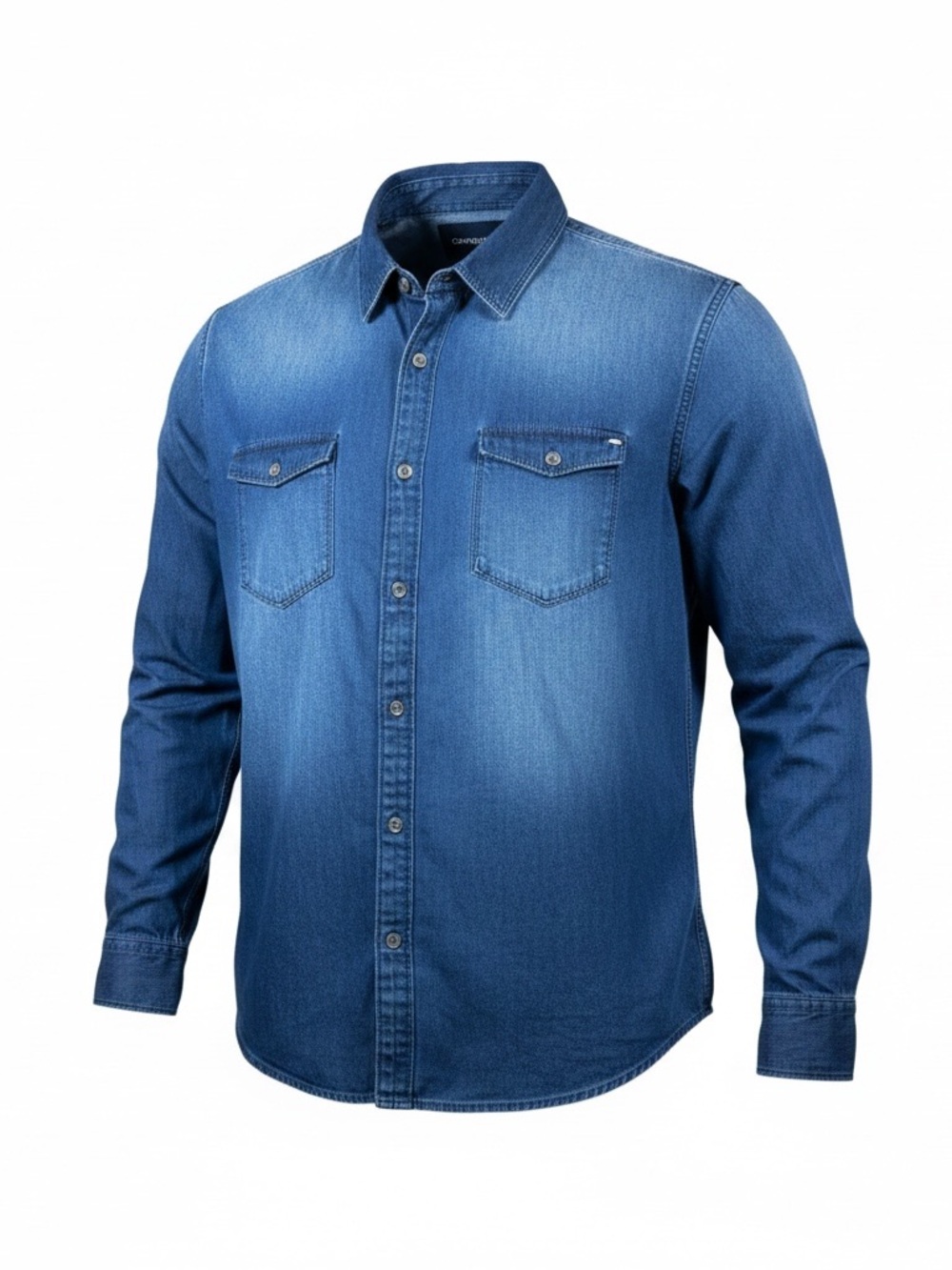 Calvin Klein Jeans Men's Blue Denim Button-Down Shirt